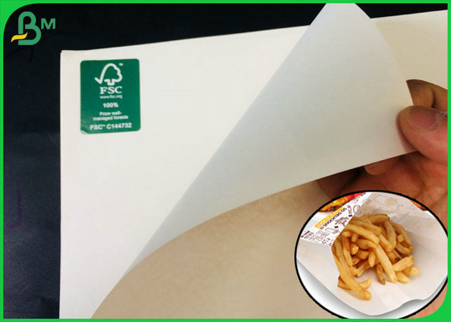 Libro Blanco de Kraft de la categoría alimenticia 120GSM con el tamaño modificado para requisitos particulares para envolver las patatas fritas