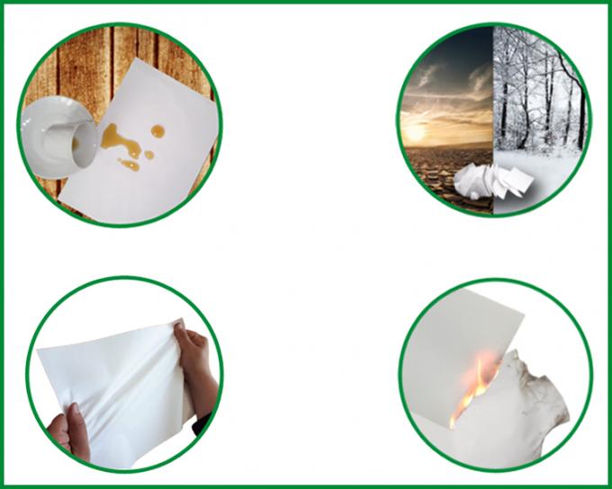 .Prenda impermeable durable de papel del alto sintético blanco imprimible 168g 192g de la piedra