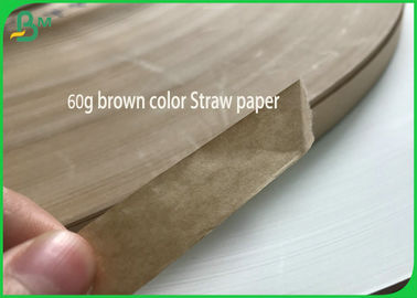 Papel de Kraft blanco Slitted colorido del papel de paja de Brown de la naturaleza 60G del rollo inofensivo