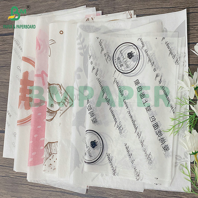 Papel blanco a prueba de grasa de 38 gm 40 gm para alimentos fritos con envoltura de 106 cm