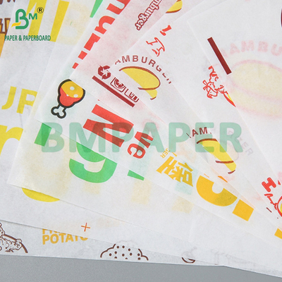 Embalaje de hamburguesas resistentes a la grasa de 38 gramos Papel encerado imprimible