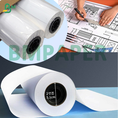 Papel de dibujo blanco liso A0 A1 A2 Tamaño de rollo Papel de fijación sin recubrimiento