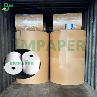 Papel de recubrimiento térmico libre de BPA de 55 gramos Jumbo Roll Natural / Alto Blanco 790mm 860mm