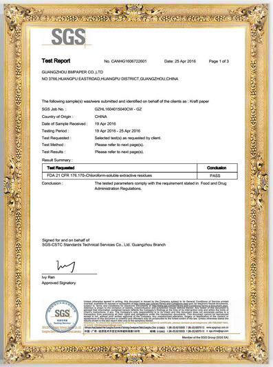 China GUANGZHOU BMPAPER CO.,LTD Certificaciones