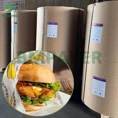 Rollo de papel blanco de 40 GSM apto para alimentos y resistente a la grasa para envolver hamburguesas y sándwiches