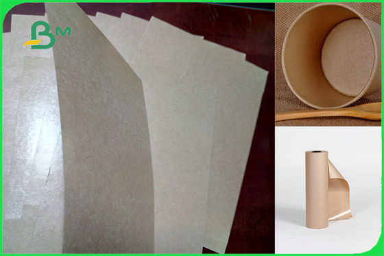 Solo PE Brown Kraft papel revestido del FSC FDA liso y brillante para las tazas de café