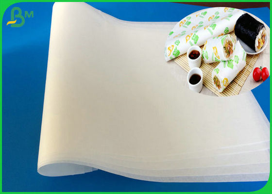 35gsm biodegradable y Eco - rollo blanco amistoso del papel de categoría alimenticia de la hamburguesa de MG para envolver el bocadillo y el sushi
